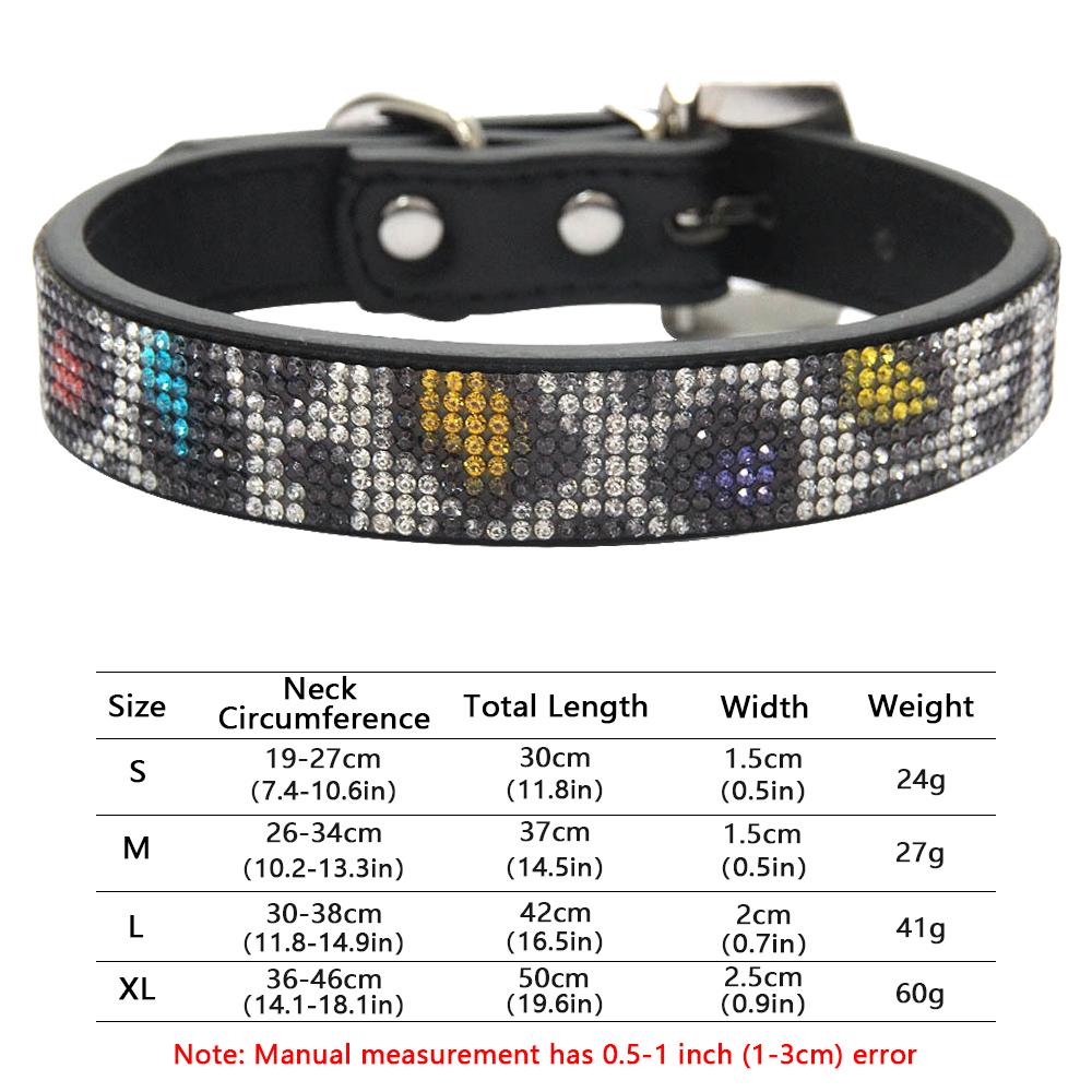 

Классический ошейник для собак, кожаный ошейник с разноцветной хрустальной бриллиантовой пряжкой, блестящим леопардовым принтом и стразами для маленьких собак, средних кошек, собак L