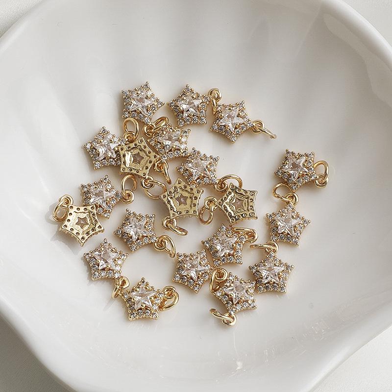 שרשרת תליון כוכב זירקוניום מצופה זהב 14K אביזר תכשיט DIY