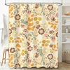 Vintage Floral Shower Curtain Cream White Multicolor Boho Decor Bath Mat Set for Bathroom Home Decoration Waterproof Fabric