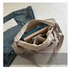 Pleated Bow Knot Tote Bag for Women Cotton Large Capacity Shoulder Crossbody Bag