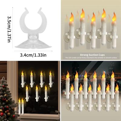 6/12Pcs Window Candles with Suction Cups Flickering LED Electronic Candle Christmas Candlesticks Flameless Led Taper Candles