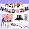 All-in-one Pink Halloween Party Decorative Skull Balloon Pumpkin Banner Cake Insert Set