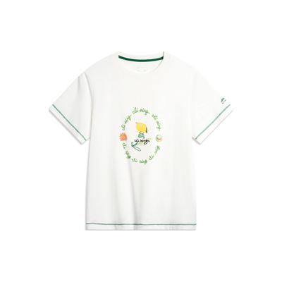 Li Ning Chinese Culture Series Letter Color Block Round Neck Pullover Sports Short Sleeve T-Shirt Women T-Shirt Off-White AHSU332-1