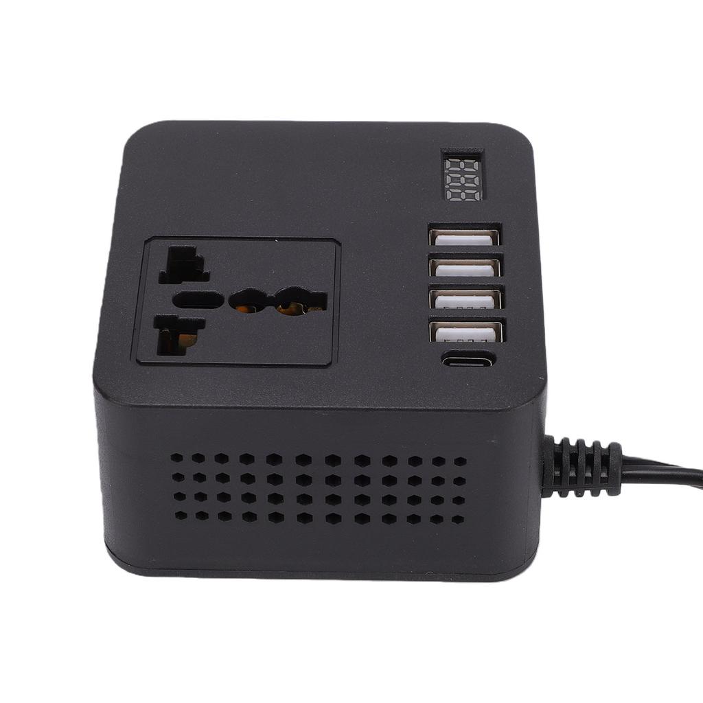 Car Power Inverter 300W Peak with 4 USB 1 Type C Charging Ports LED Voltage Display Car Plug Adapter for Most Vehicle