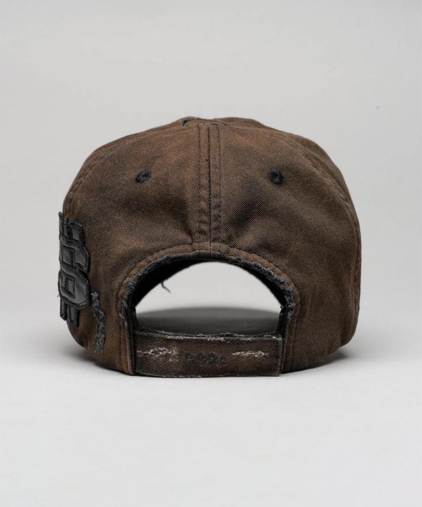 032Ssi (U) Distressed Logo Cap Washed Black