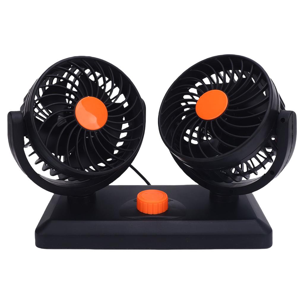 Doppelkopf-Autoventilator 2 Geschwindigkeiten 360 Grad drehbar Zigarettenanzünder-gespeister Autokühlventilator für SUV Wohnmobil LKW