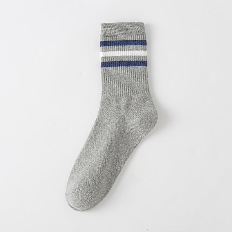 5/10 Pairs Striped Contrast Socks for Men Colour Blocked Sports Mid Calf Socks Spring Autumn Season Breathable Sweat Absorbing Student Cotton Socks