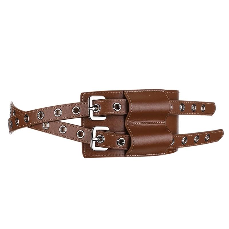 Leather Waist Belt With Matte Finish Large Eyelet Adjustable Waist Corset Belt For Women And Girl Fashion Coat Accessory