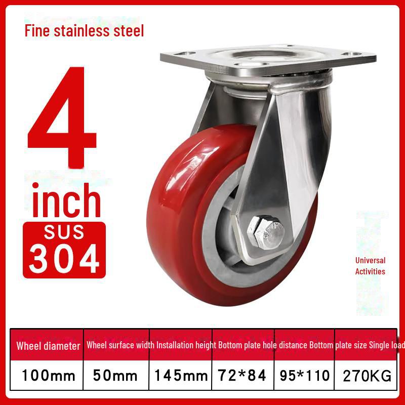 Medium 304 Stainless Steel Silent Caster Wheels with Brakes - Available In 3", 4", and 5" Sizes (Anti-Rust & Labor-Saving)