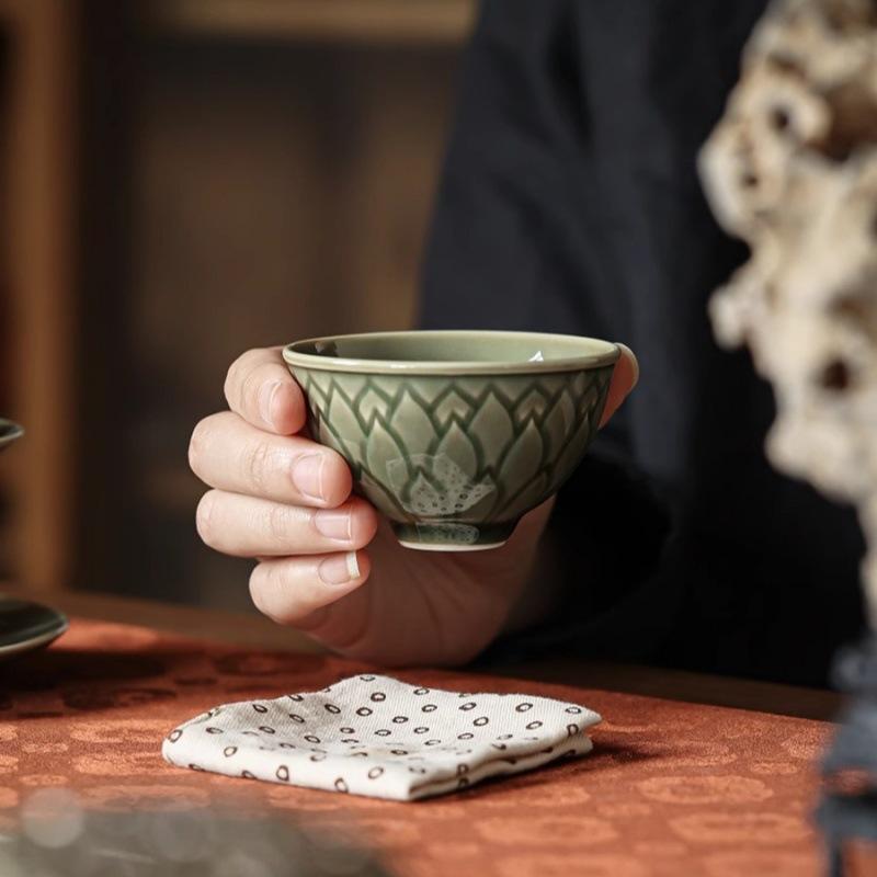 100ml Lotus Petal Teacup Aesthetic Tea Bowl Beautiful Tea Cup Tea-tasting Meditation Cup Jianzhan Master Cups