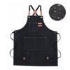 Waterproof Thickened Cotton Denim Apron - Oil and Stain Resistant, Solid Color Design for Household Kitchen Use