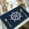 Tibetan Blue Boat Rudder Meal Mat Navigation Wind Table Mat Simple Ocean Theme Thermal Insulation Anti Slip Meal Mat