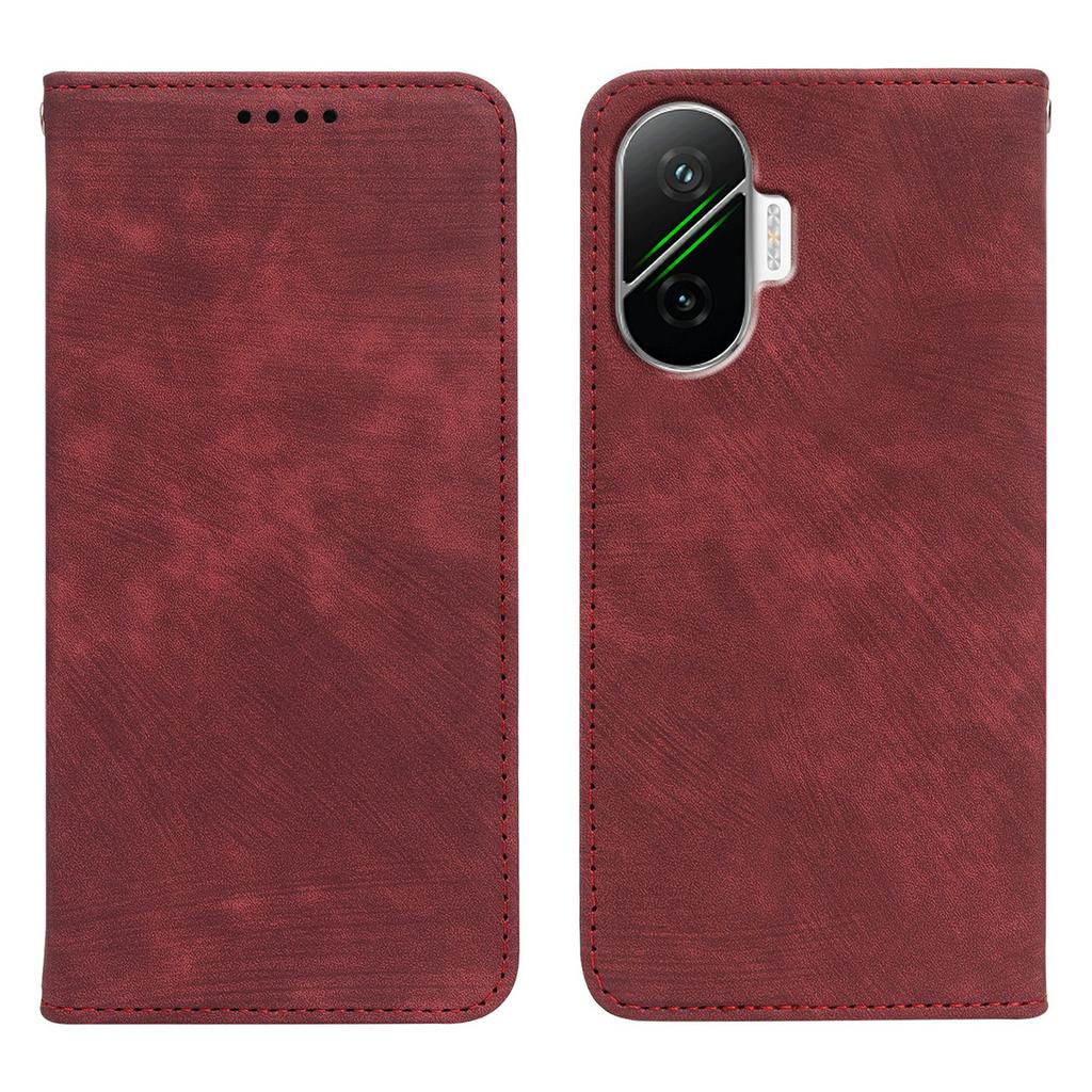 For Xiaomi Poco F7 5G/Redmi Turbo 4 Pro 5G Case Strong Magnetic Leather Wallet Phone Cover with Striped Texture