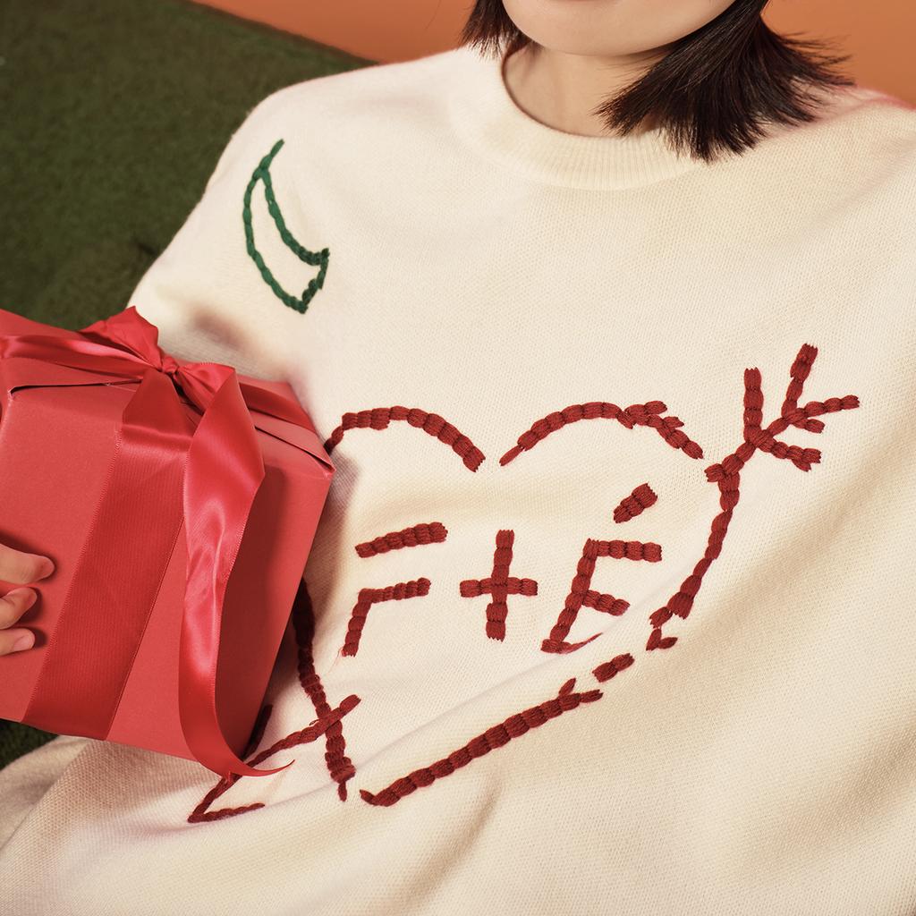 New FILA X Études Sweater Unisex Sugar Sand White F11U516401F-IV