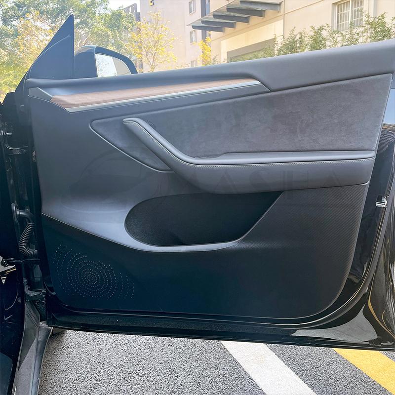 Car Door Anti Kick Pad Protection Film Protector Stickers For Tesla Model 3 Model Y  -  Carbon Fiber Trim Accessories