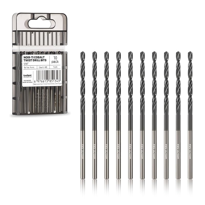toolant Cobalt Drill Bit Set for Metal and Steel (Pro), Titanium Aluminum Nitride Coated (TiAlN) with Point Tip, for Hardened Metal, Stainless Steel,