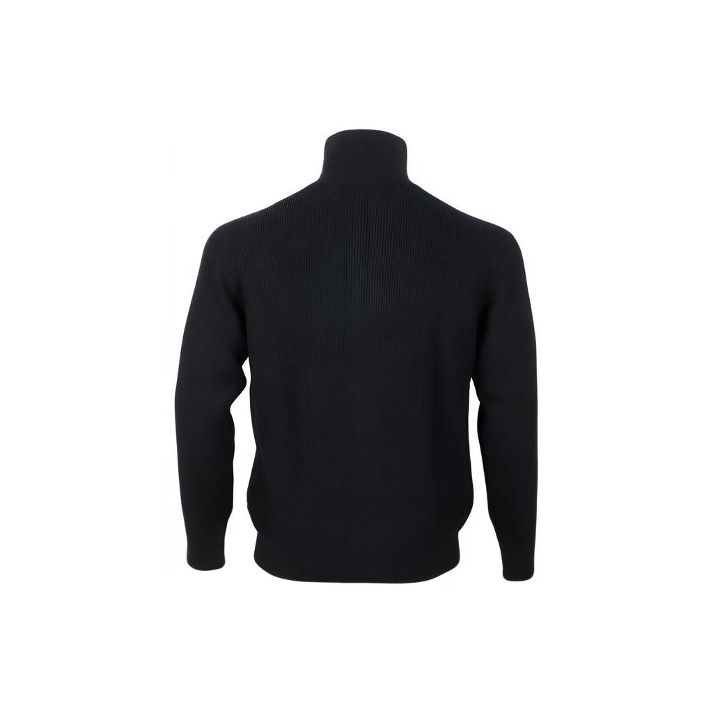 Armani Exchange Solid Ribbed High Neck Zip Long Sleeve Knit Sweater Men sweater Black 6RZE6A-ZM1LZ-1200