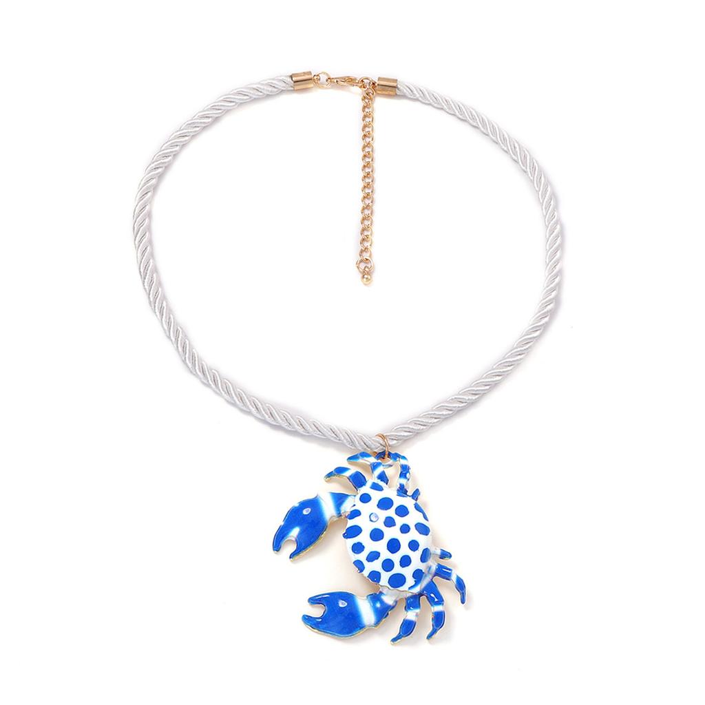 European and American summer sweet and cute colorful crab pendant fashionable simple holiday style versatile niche necklace