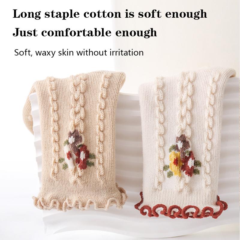 Autumn Gril Baby Socks Vintage Design Floral Soft Baby Socks Boneless Lace Cuff Princess Kids Socks For Baby Girl