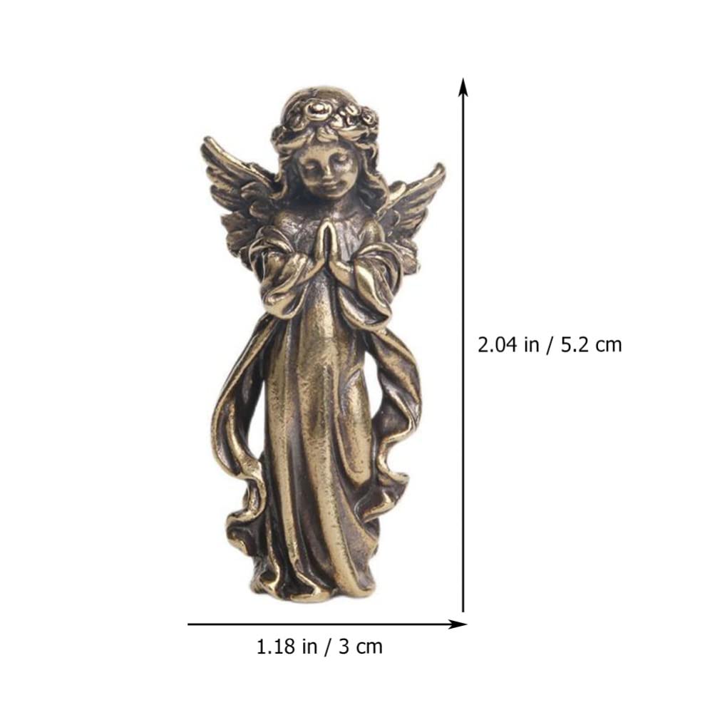 OUNONA Angel Interior Prayer Brass Mini Garden Cute Angel Photo Desktop Decor Figurine, Decor, Ornament, Sculpture, Decoration, Statue, Prop,