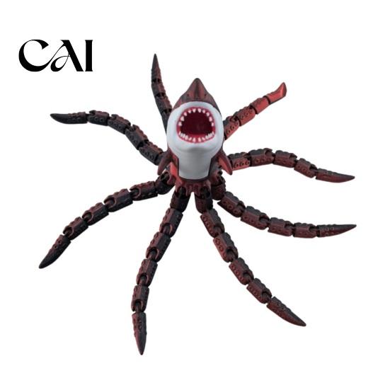 Digital Horror Art Collectible 3D Printed Sea Monsters, Articulated Fidget Toy, Eater Deep Creature Predator Sculpture Collectible, Stress Relief Desk