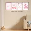 4 Stück Rosa Schleife Kirsche Discokugel Poster Wanddekoration, Niedliche Ballonhund-Poster, Mädchenzimmer Dekoration Rosa Fotos Ungerahmt