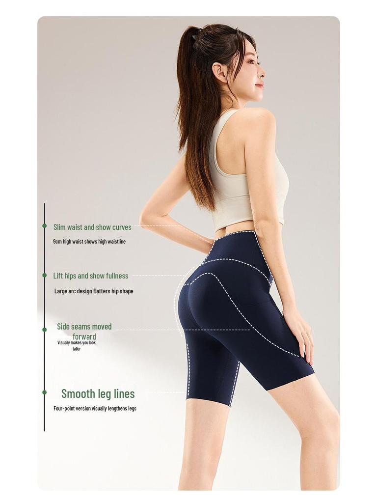 High Waist Women's Yoga Shorts with Pockets - Summer Thin Style, Tummy Control, Hip Lift, and Base Layer for Fitness and Cycling