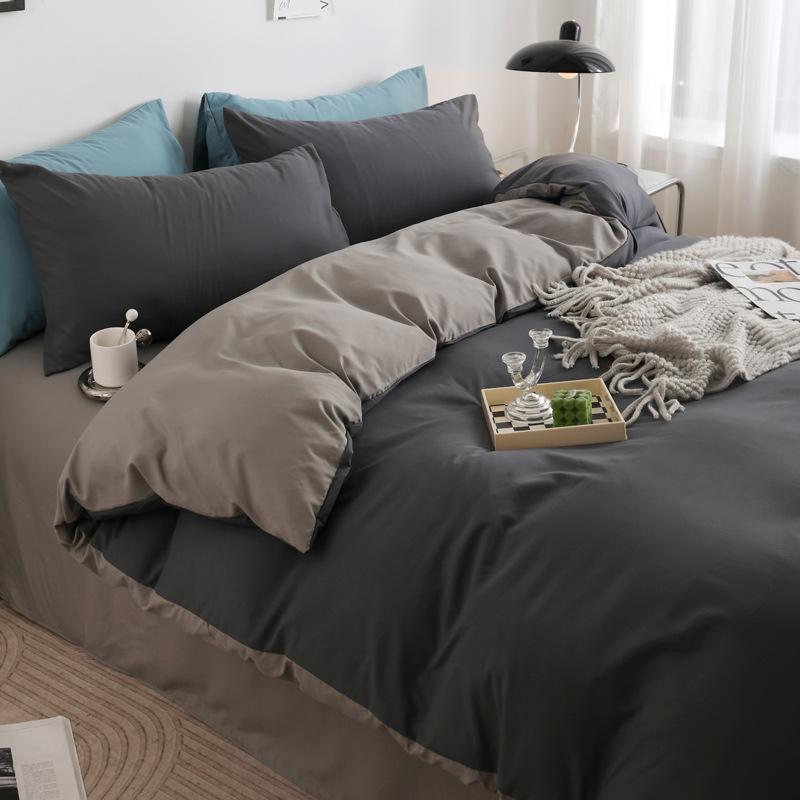 Καρό Μονόχρωμο Απλό Χρώμα Διπλοπλυμένο Βαμβάκι Βαμβακερό Σετ Τεσσάρων Τεμαχίων