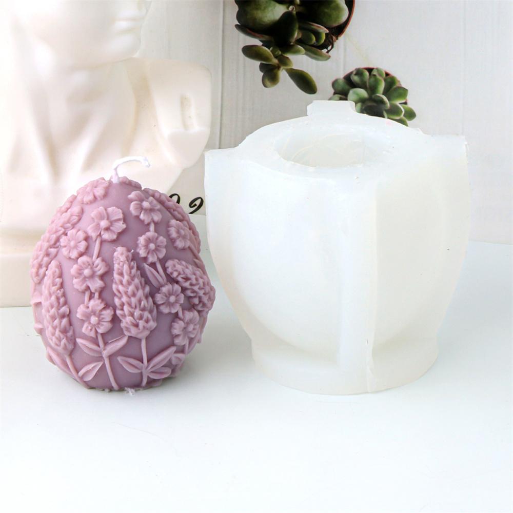 3D Easter Egg Candle Silicone Mold DIY Carving Flower Egg Resin Soap Casting Romantic Wedding Gifts Home Decor