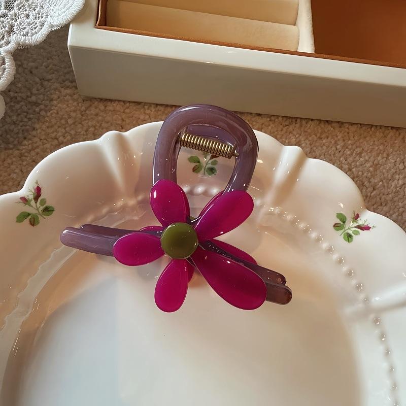 Early Spring Floral Acetate Hair Clip, Elegant Sunflower Shark Clip for Women, Fashion and Premium Hair Claw Clip