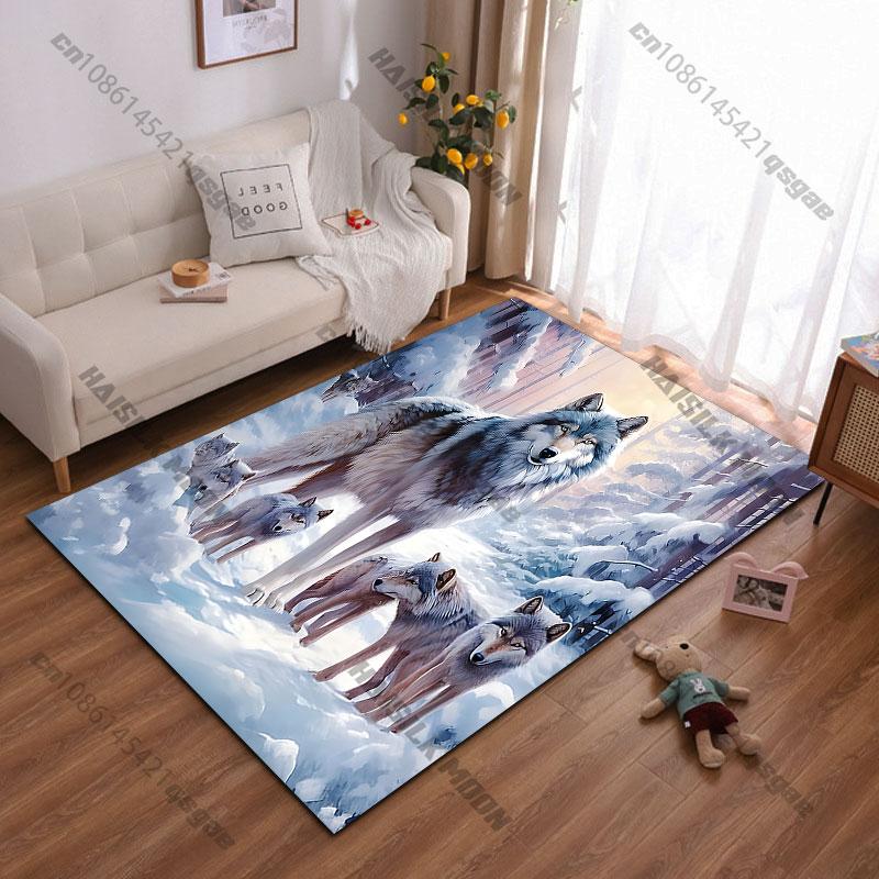 Wolves snow forestcarpet Yoga living room room decor children's crawling mat doormat area rug games floor mat