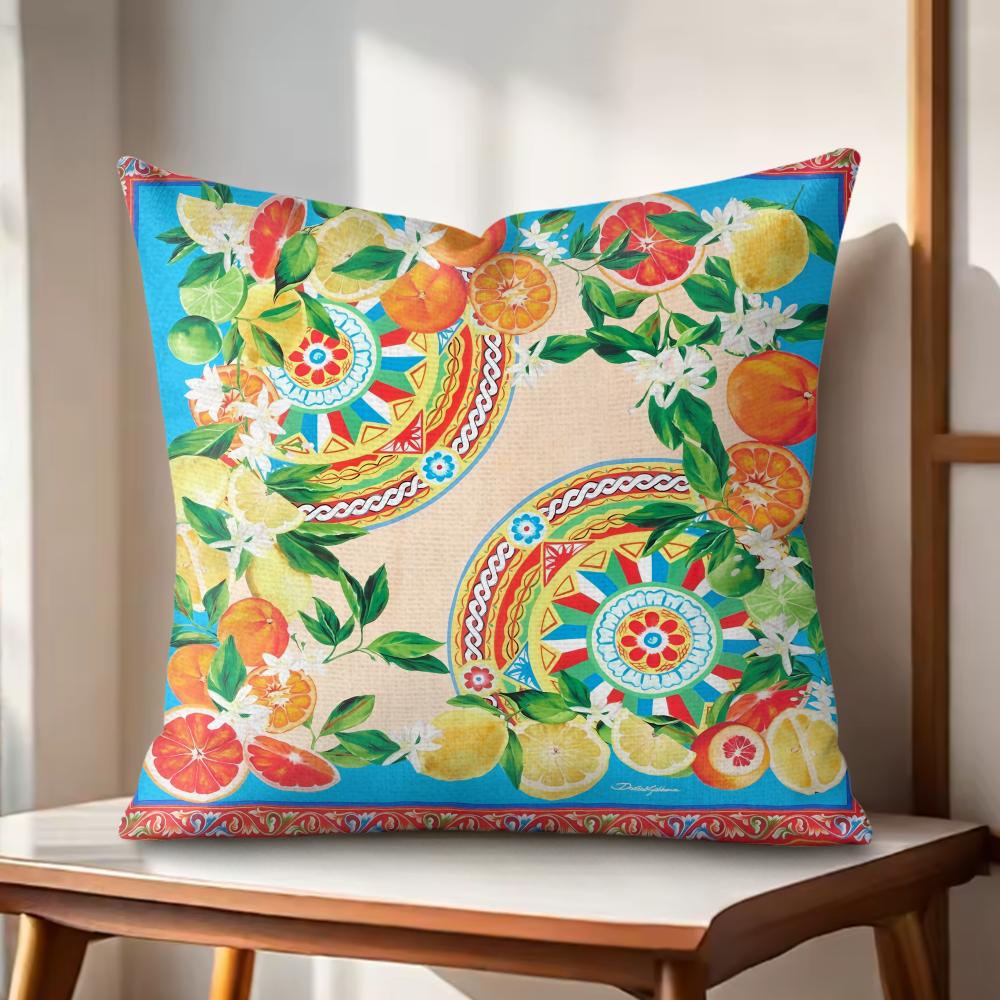 Simple Retro Cushion Cover Natural Linen Organic Fabric DoubleSided Printing Couch Pillow Covers Home Decor