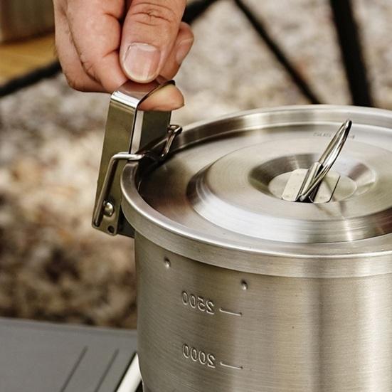 3L 304 Stainless Steel Camping Bowl with Folding Handle Portable Outdoor Hiking Backpacking BBQ Picnic Travel Cooking Pot Cookware Dishware