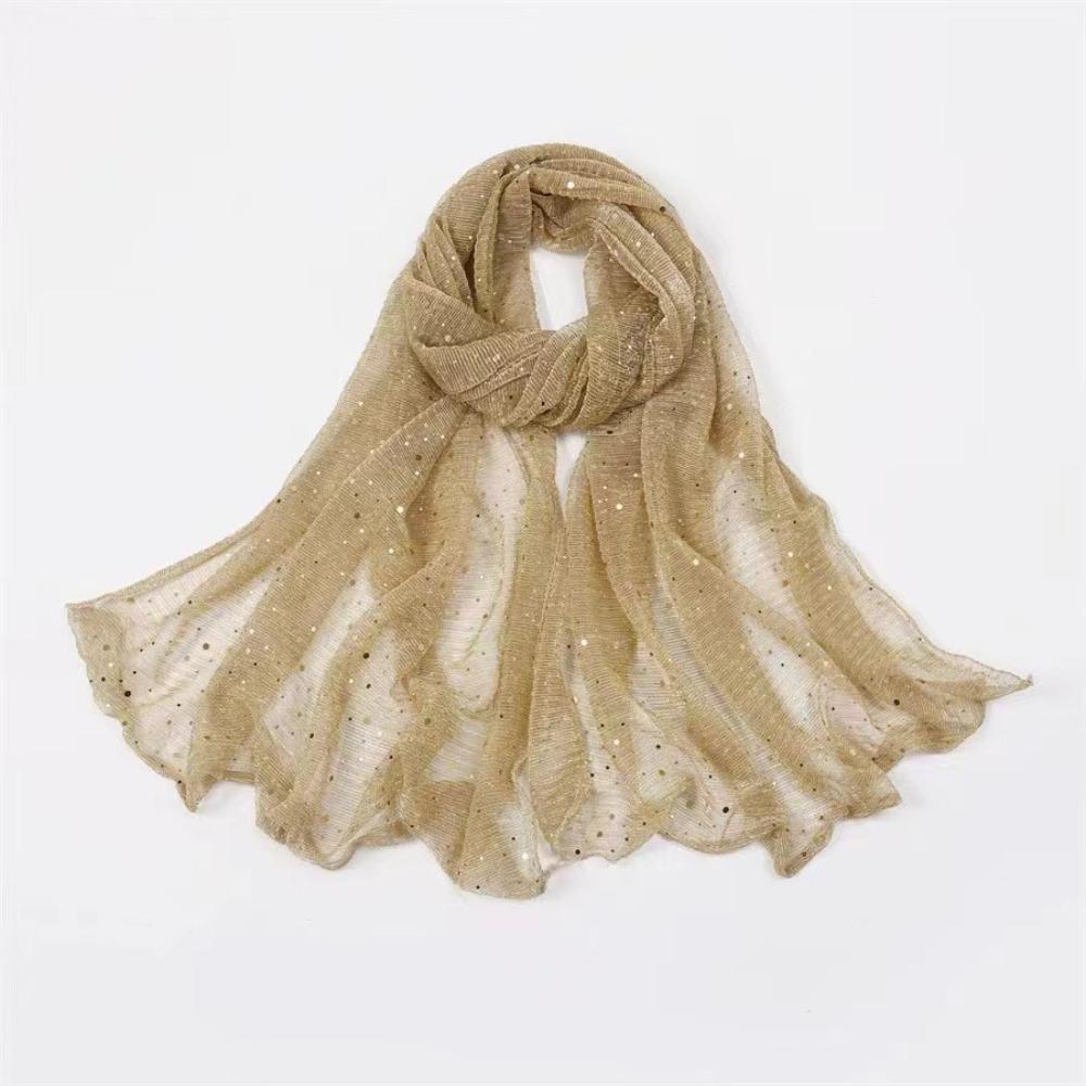 155×70cm Sequin Scarf Thin Transparent Hijab Luxury Headscarf  for Women