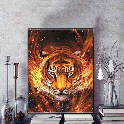 Neu eingetroffen 5D DIY Vollkreis Diamantmalerei "Tiger" Stickerei Kreuzstich Heimdeko Geschenk
