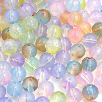 Perles en verre cristal recouvertes de protéines, 30 pièces, rondes colorées, perles d'espacement amples pour la fabrication de bijoux, colliers et bracelets à faire soi-même