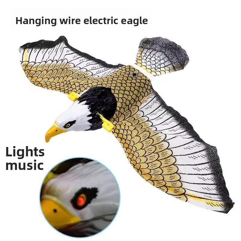 Simulation Hanging Line Bird, Eagle Parrot That Can Fly and Chirp, Luminous Sound, Electric Dropped Eagle, Animal Toys