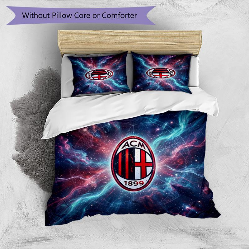 Set Lenzuola Stampa AC Milan 3 Pezzi Morbido Delicato sulla Pelle Lavabile Copripiumino e Federe Set Stagione Unica Camera da Letto