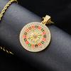 1 pezzo Giradischi Digitale Colore Oro Acciaio Inossidabile 316L con Grande Ciondolo Full Strass Collana a Catena per Donne Hiphop Gioielli