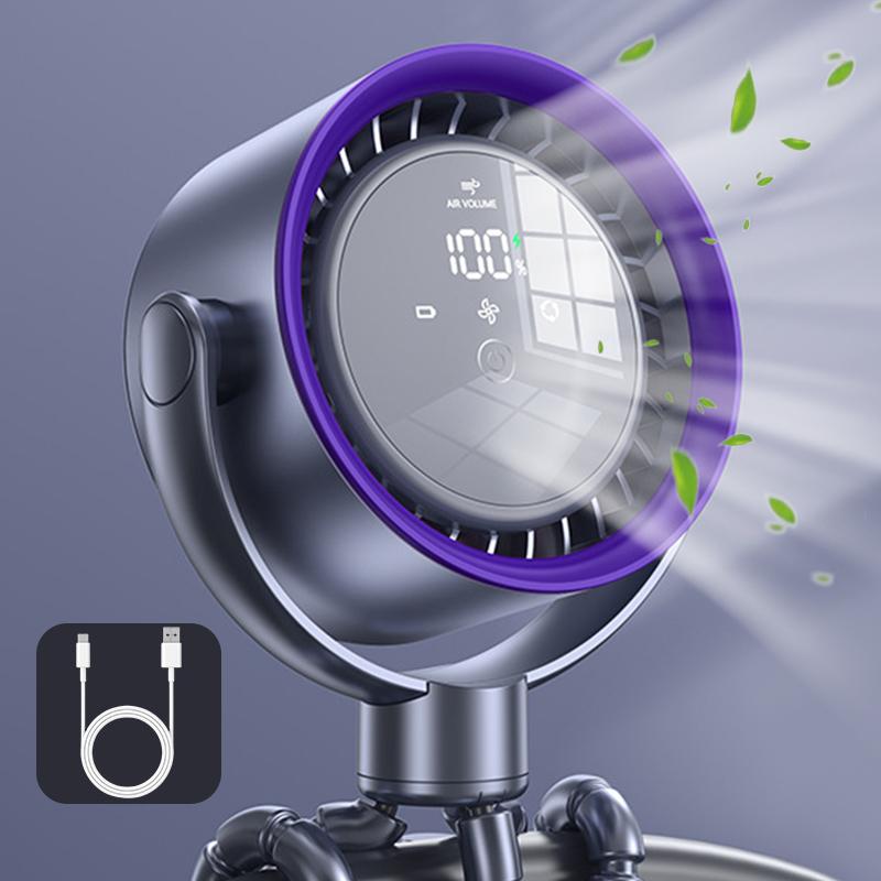 

Вентилятор для детской коляски, Перезаряжаемый Портативный Вентилятор с Клипсой, 20 часов Охлаждения со 100 скоростями, Светодиодный Дисплей, Вращающиеся на 360° Персональные Охлаждающие Вентиляторы серый