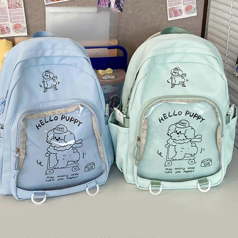 Japanese Cute Cartoon Anime Clear Backpack for Girls Large Capacity Trendy Itabag School Bag Casual Daypack Book Bag White