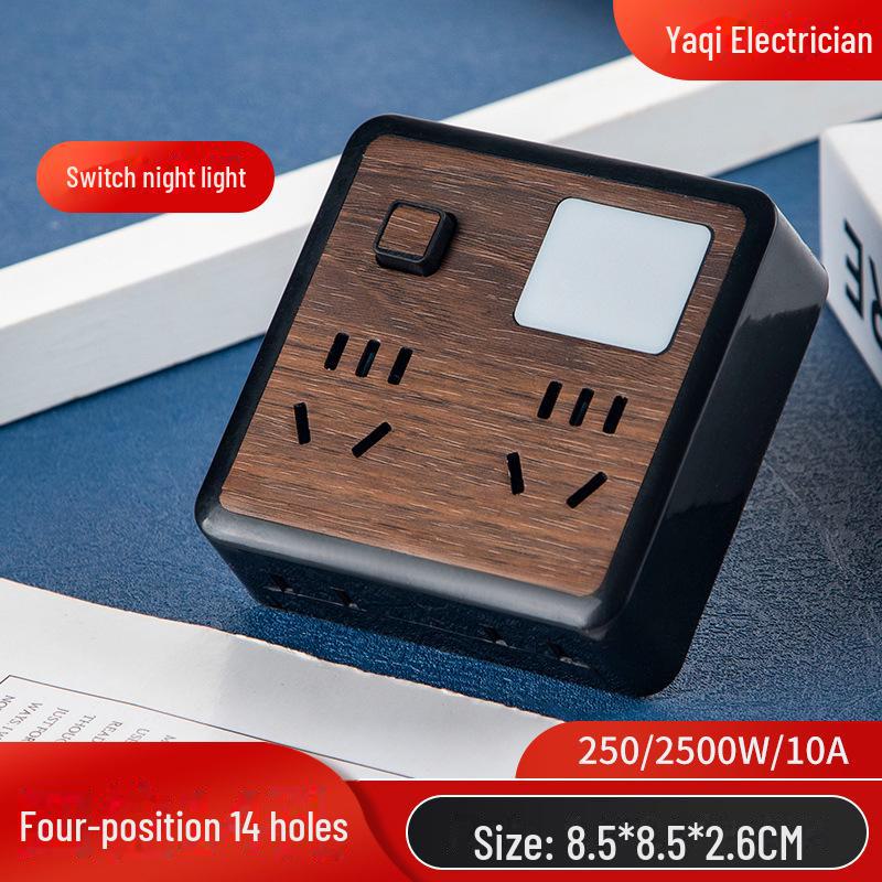 Wood Grain Multi-Function Travel Plug Board & Socket Converter
