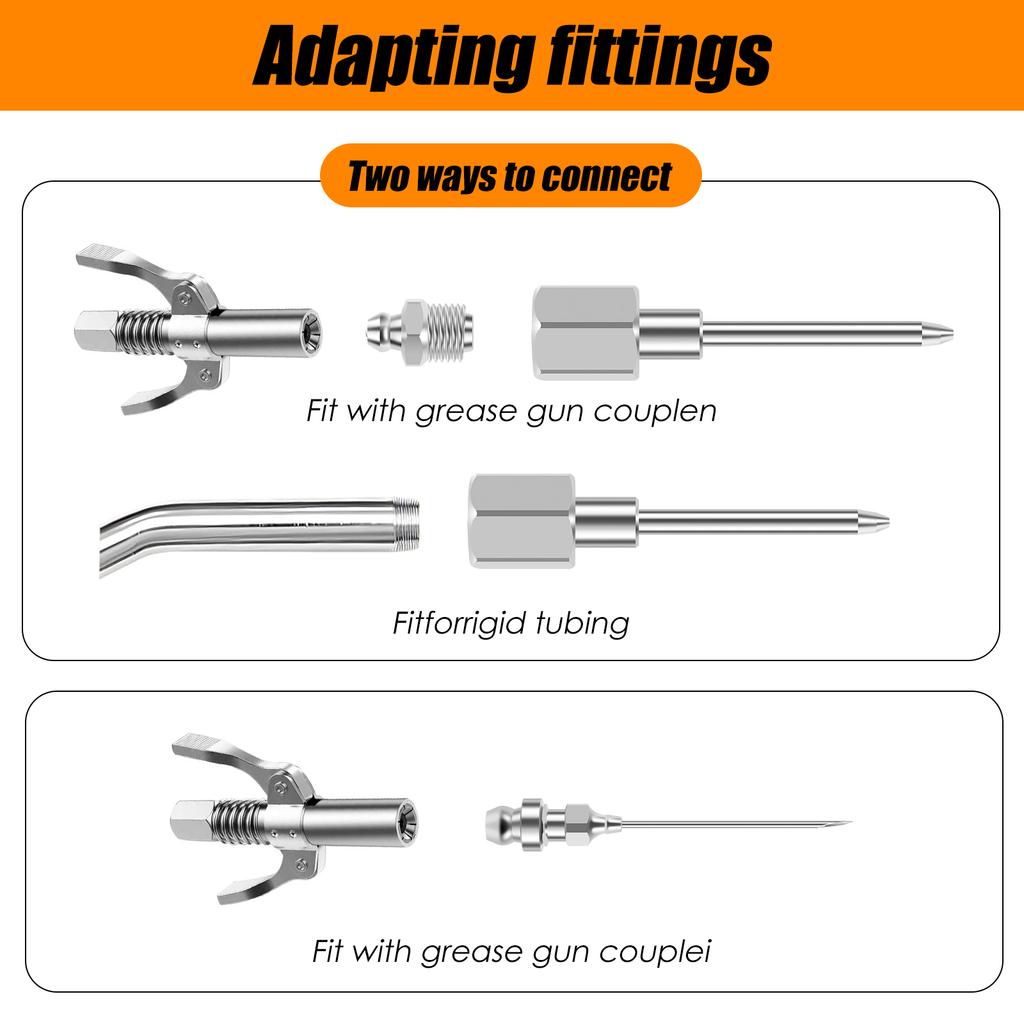 7/14Pcs Grease Needle Adapter Set Anti Leaking Solid Machinery Grease Nozzles Easy To Transport Grease Injector Needle Accessory