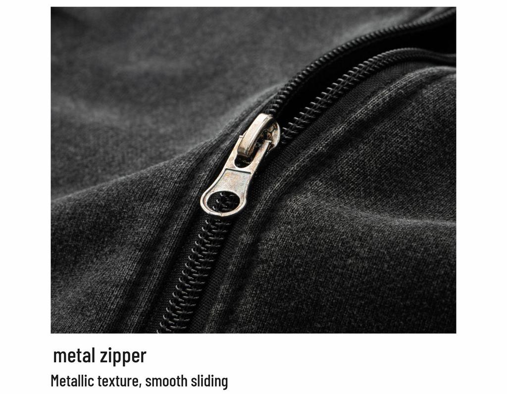 Unisex Retro Distressed Zip-Up Hoodie Cardigan