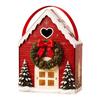 Paper Party Favor Bags Christmas Wonderland Cottage Gift Box, House Shaped Treat Boxes, Holiday Festive Snack Storage Boxes Holder with Handle