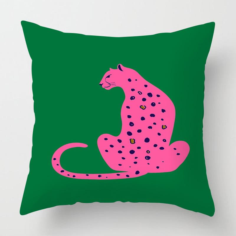 Geometric Animal Print Pillow Cover - Printed Machine Washable Cushion Case For Modern Home & Sofa Decor