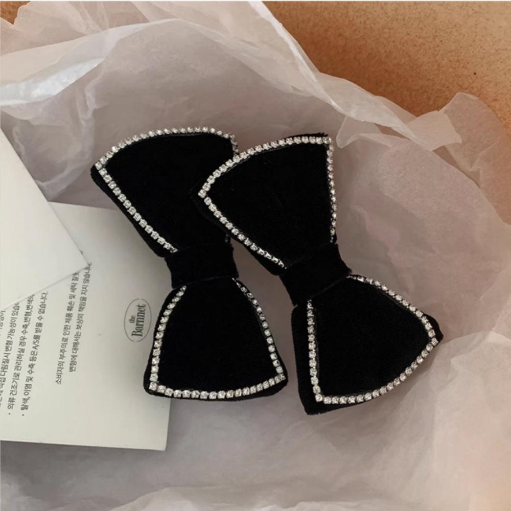 Velvet rhinestone bow hairpin autumn and winter low ponytail braid clip versatile hairpin hair accessories