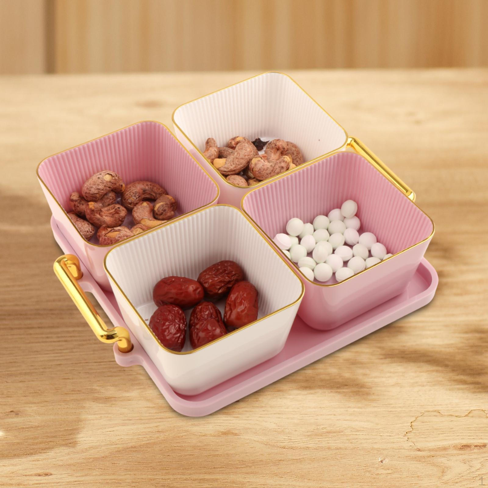 

Поднос для сухофруктов Рамадан, сервировочная тарелка для закусок, декоративные миски для хранения еды, разделенные блюда для закусок 4 Grids