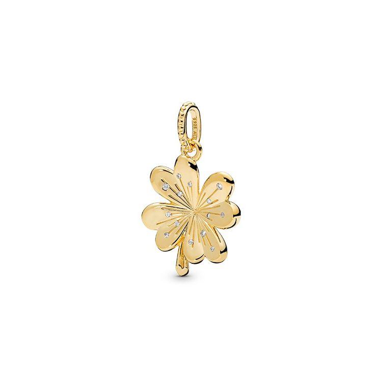 Pandora Shine Lucky Four Leaf Clover Pendant Women pendant Gold 367935CZ Box,Gold