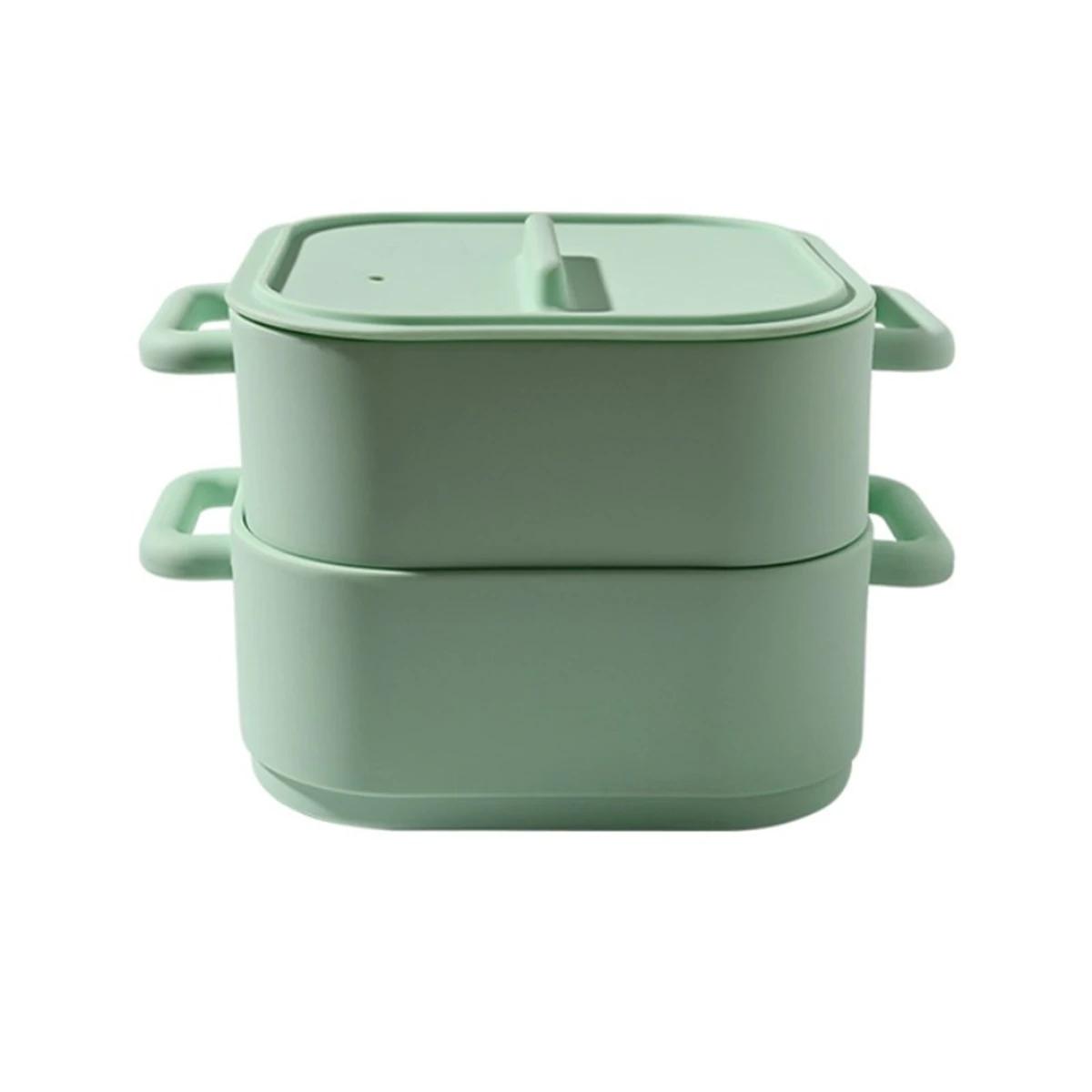 Nutrient Retention Cooking Steamer Cooking Tool Kitchen Steamer Food Storage Container Convenient Handle Design Easy To Clean зелёный